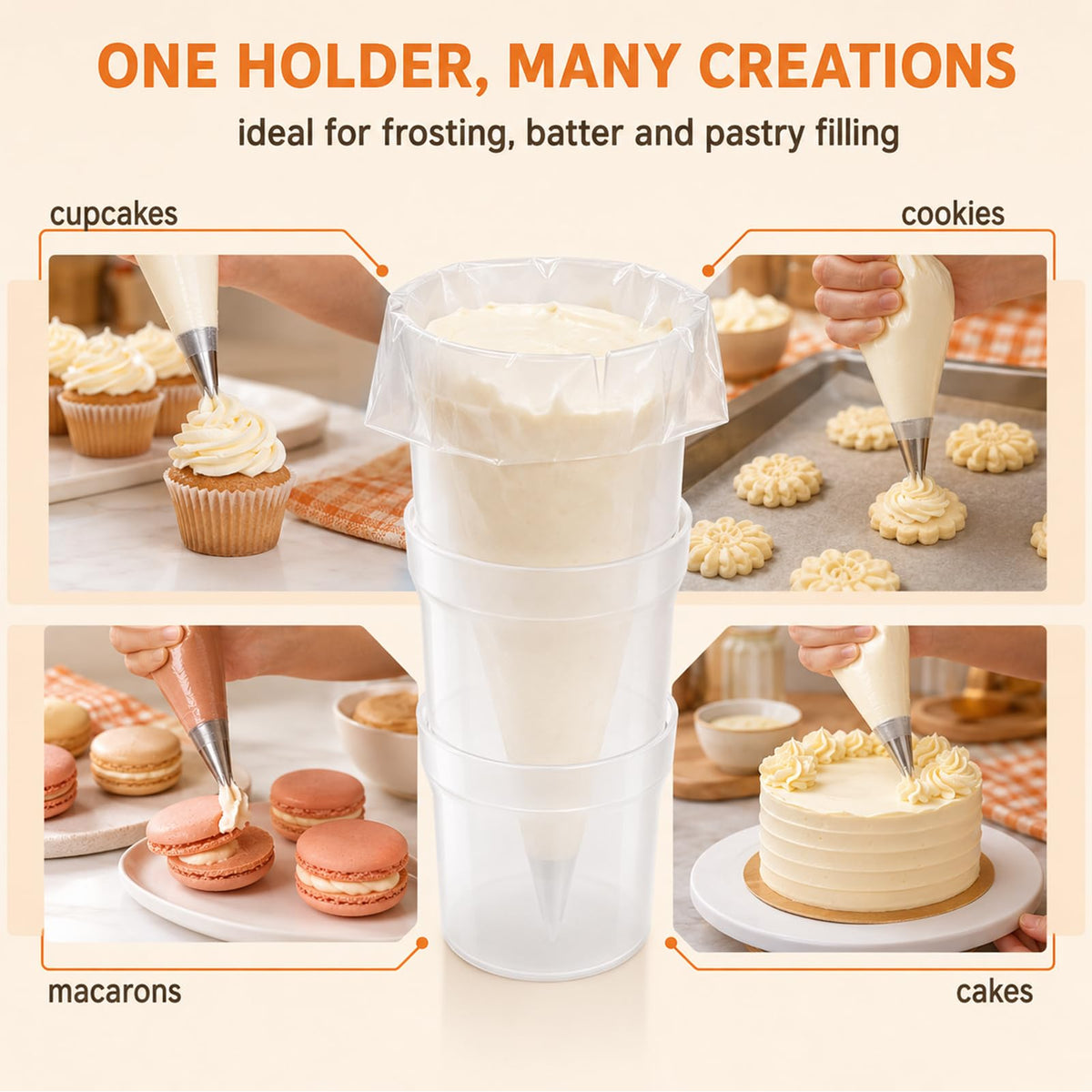 Piping Bag Holder,Piping Bag Holder Stand,Adjustableheight For Baking