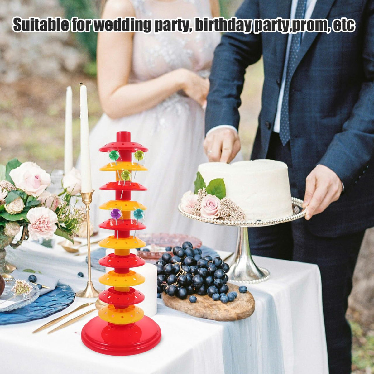 Lollipop Display Stand Tiered Candy Rack Display Stand for Retail Multi-Tier Lollipop Holder Organizer 12.59 X 5.51 X 5.51 in for Weddings Parties Shops 32.00X14.00X14.00CM