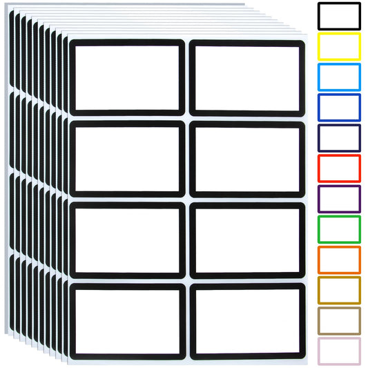 Name Tag Stickers,15 Colors Available,200pcs Black Name Tag Labels,3.5" x 2.25" Name Badges Name Tags Label for School,Party,Training,Clothing(Black) 3.5" x 2.25"