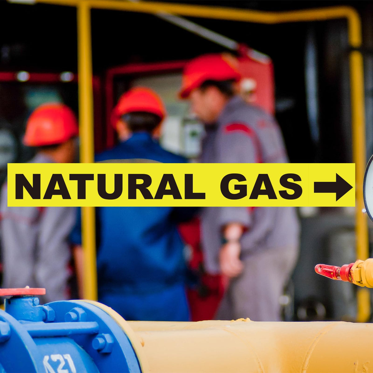 12 Pack Natural Gas Pipe Labels With Arrows, Vinyl Stickers Natural Gas Pipe Marking Sticker Sign for Pipes, Heaters and Inspectors(1"x8")