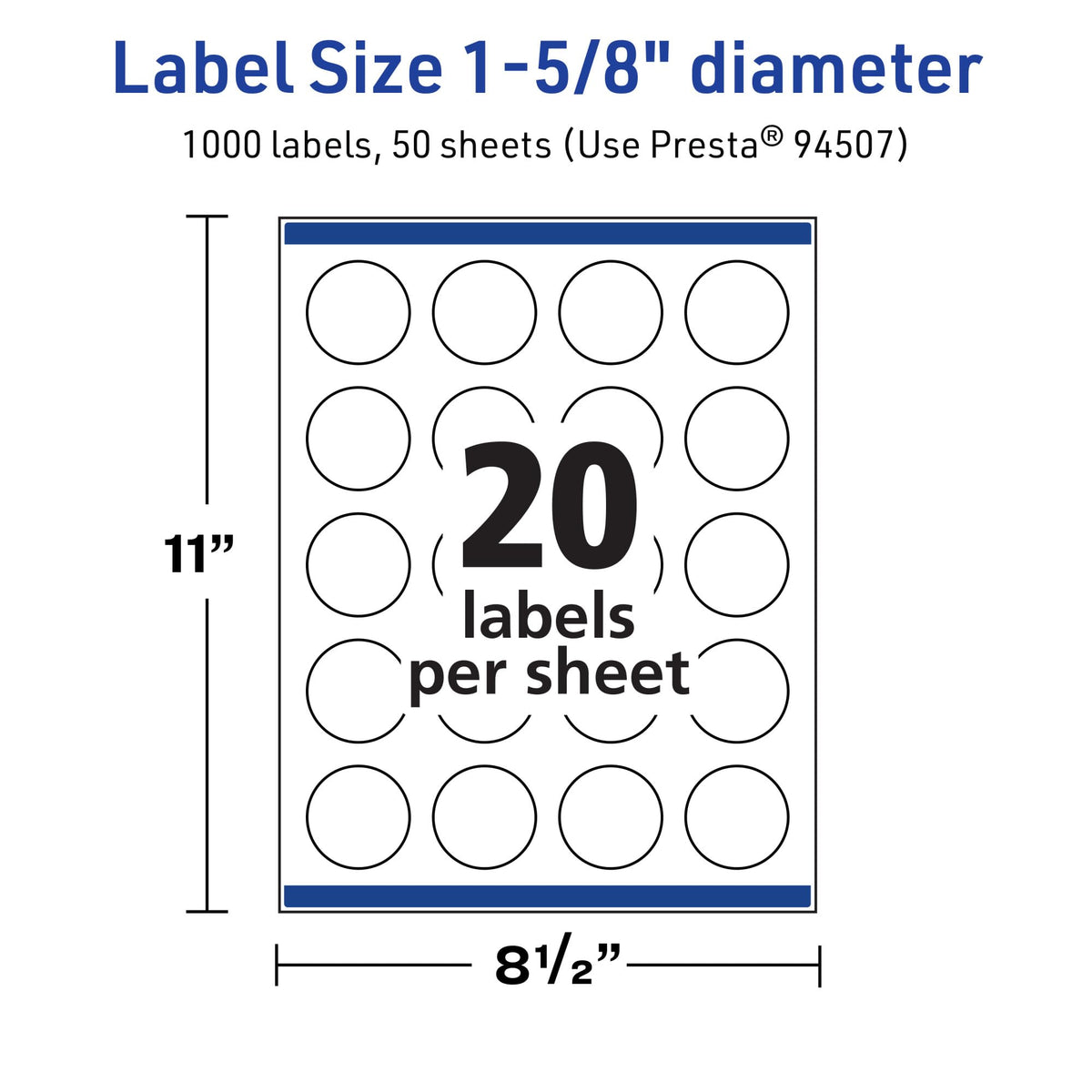 Avery TrueBlock Matte White Round Labels, Sure Feed Technology, 1-5/8" Diameter, 1,000 Matte White Labels, Print-To-The-Edge, Laser/Inkjet Printable, Great for Making Stickers or Product Merchandising 1,000 labels