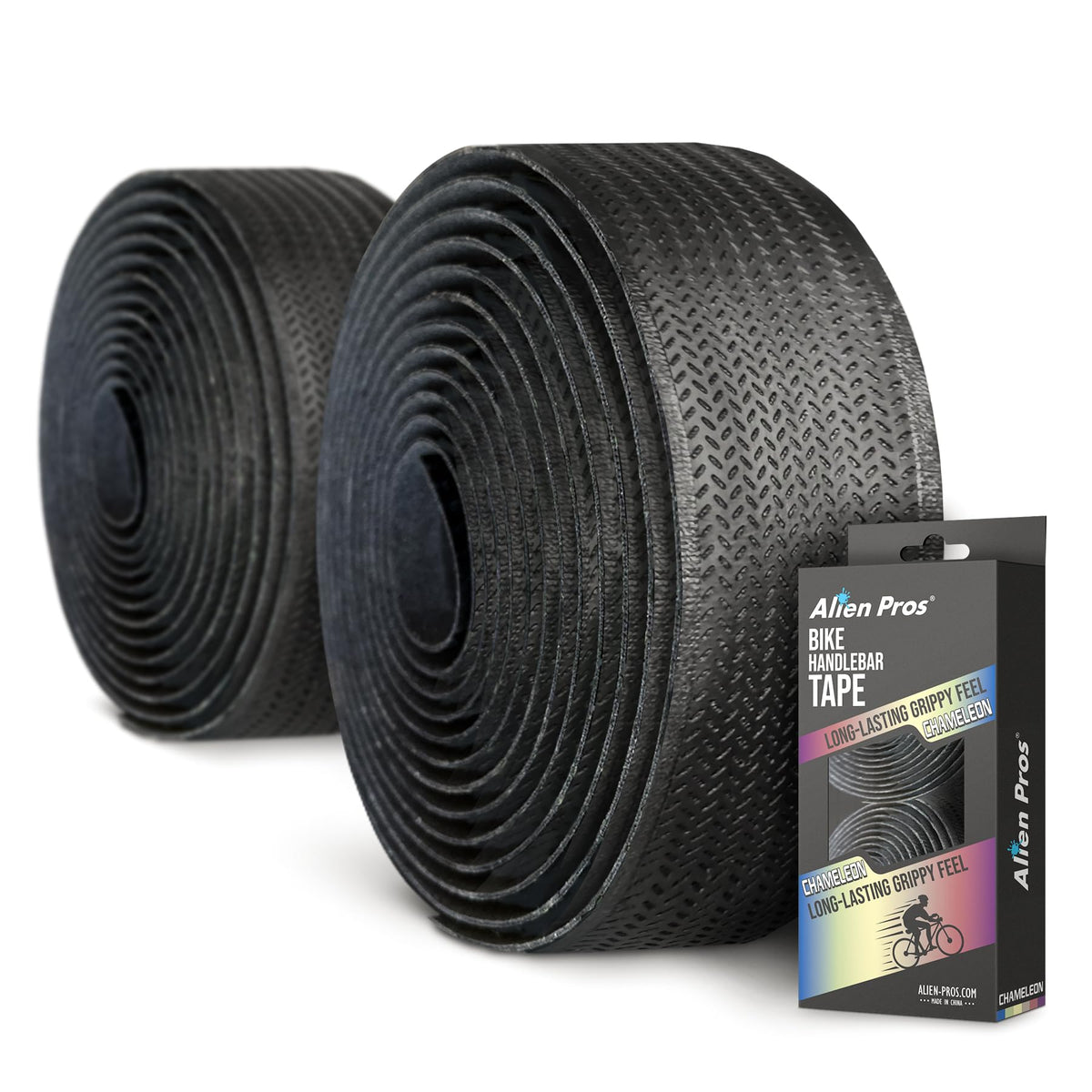 ALIEN PROS Set of 4 Black & Silver Chameleon Bike Handlebar Tape - Elevate Your Ride with Stylish, Comfortable, and Color-Shifting PU Tape for Enhanced Grip with These Bicycle Handle bar Tape