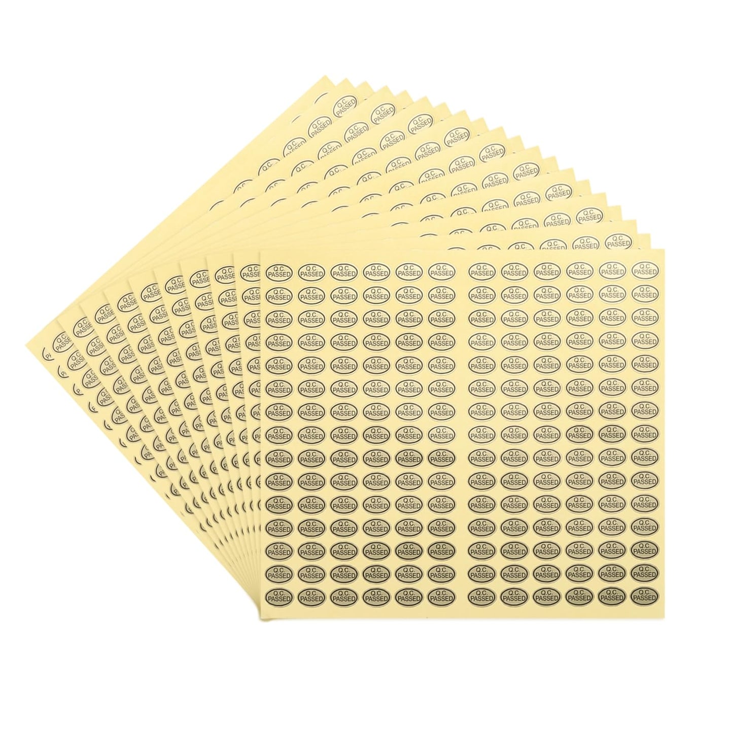 MECCANIXITY QC Passed Stickers Oval Shape Adhesive Labels 9 x 13mm for Quality Control Inventory Warehouse Stock Pack of 45,Gold Gold