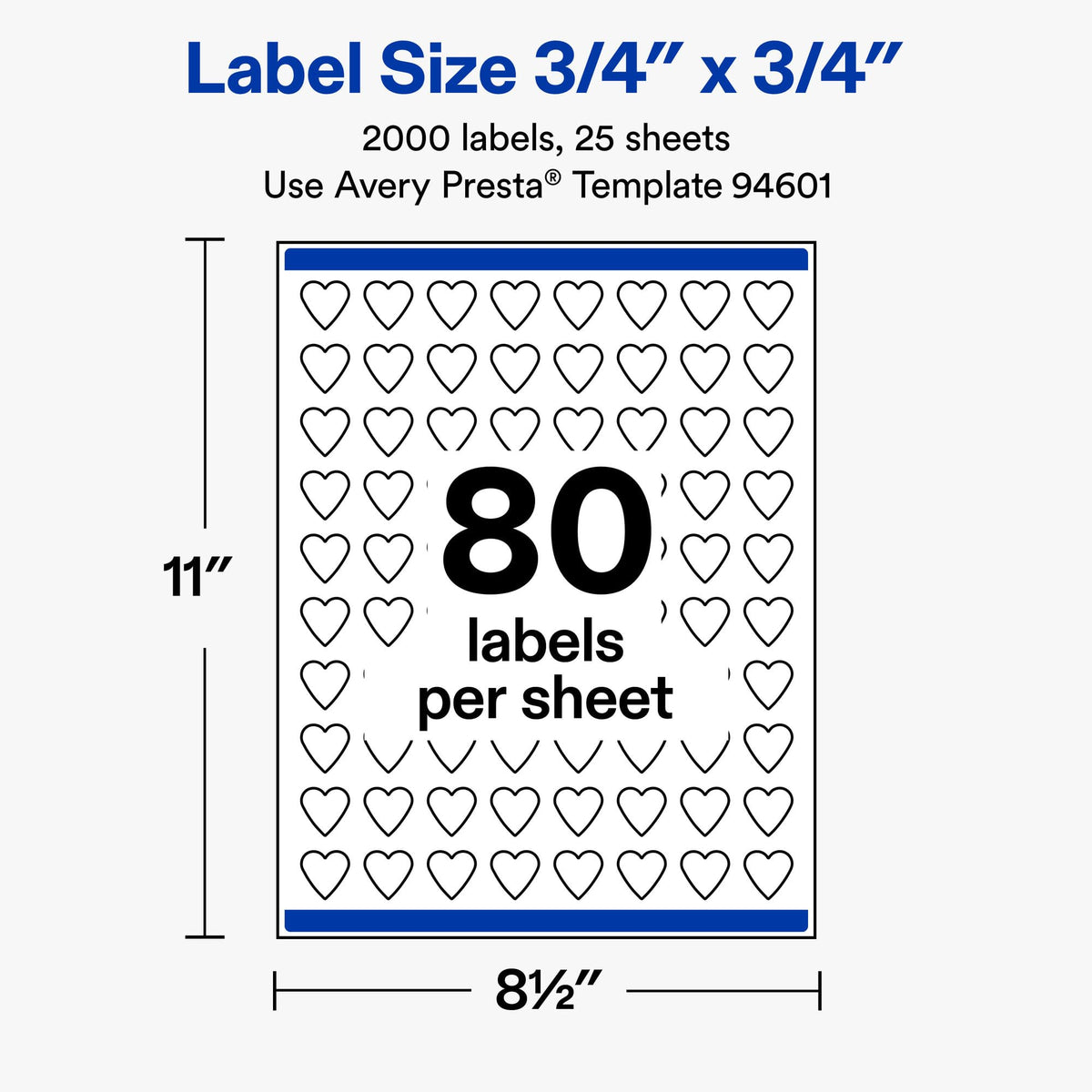 Avery® Matte White Heart Labels, 0.75" x 0.75", 2000 Total 2,000 labels