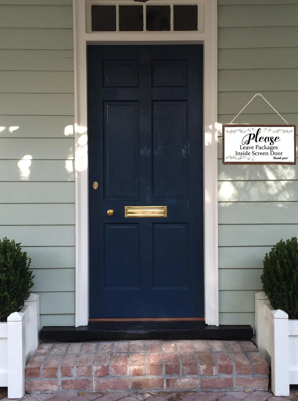 TOMATO FANQIE Leave Packages Inside Gate Inside Fence Sign, Wood Sign for Front Door, Package Delivery (White) White