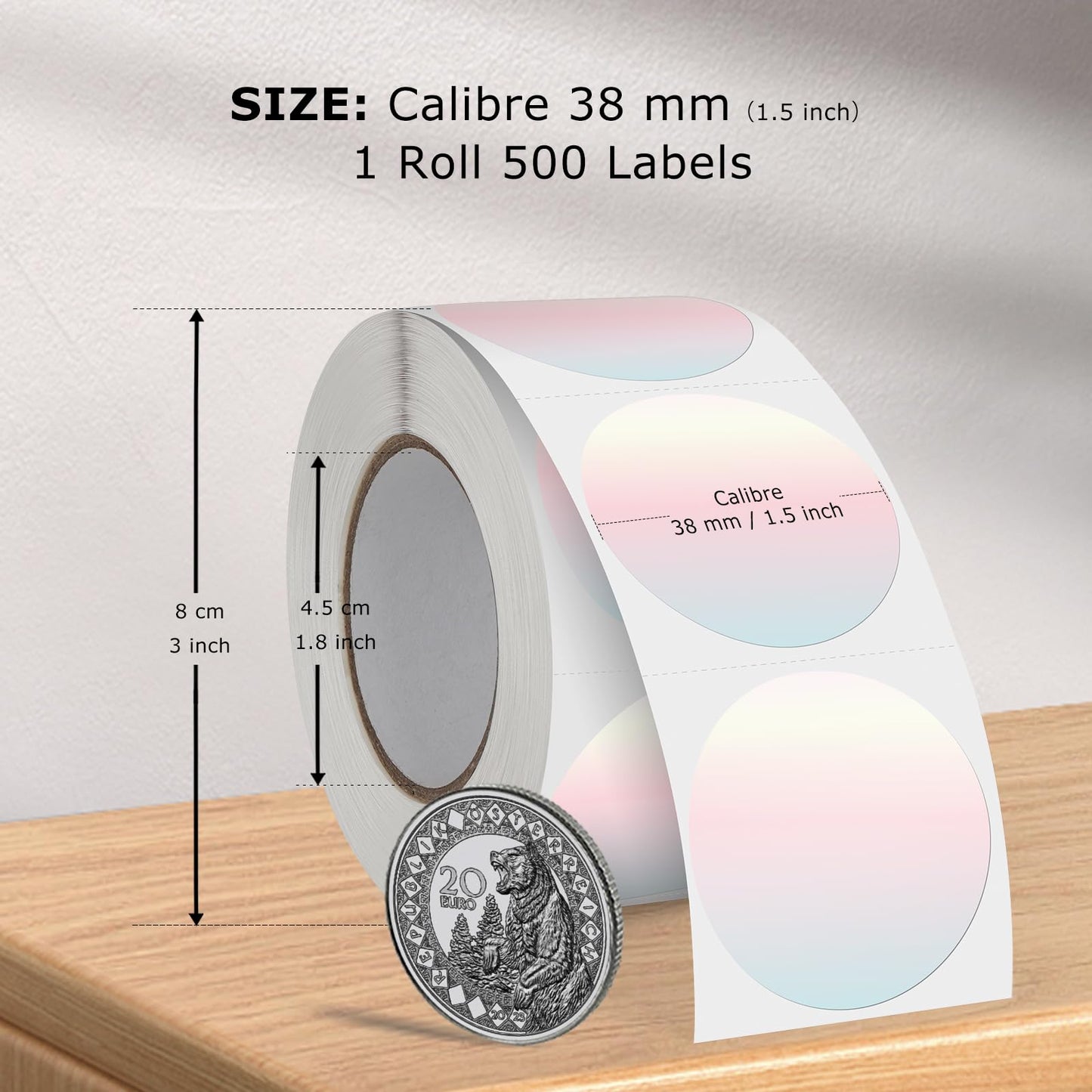 Gradient Thermal Labels Vinyl 1.5 Inch Self Adhesive Round Sticker Waterproof Rainbow Circle Decal Removable QR Code Tag for Business Logo DIY Design Thank Card 500 PCS Red 1.5 Inch Circle