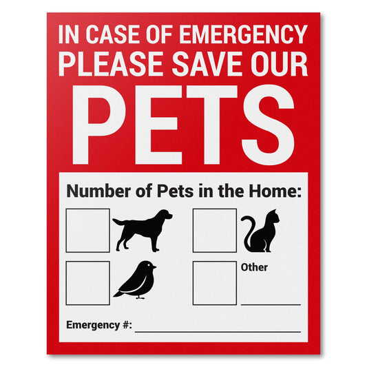 Please Save Our Pets Stickers (5 x 4 inch, Red - 300 Labels) Save Our Pets Labels For Windows, Doors, Home or the Office - Smear and Moisture Resistant Red & White
