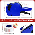 2 Pack 8 Digits Price Tag Gun with 5000 Labels & 4 Ink Rollers Kit blue