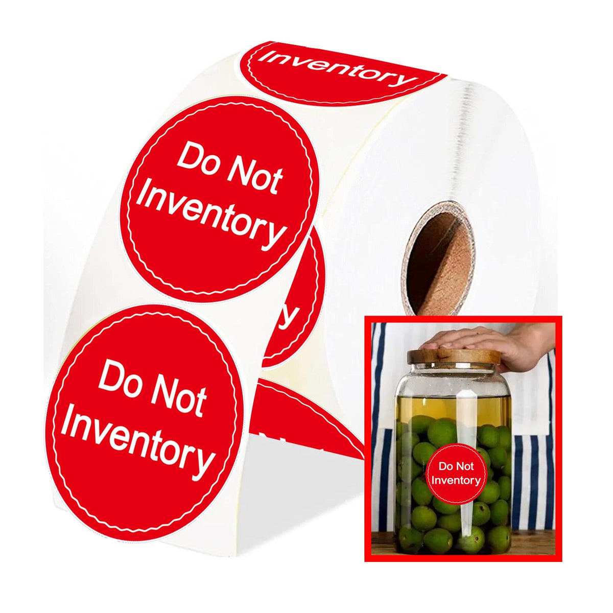 Do Not Inventory Labels 2 inch Do Not Inventory Stickers for Quality Red with White Round Circle Dots Control,Inventory,Warehouse 500 pcs per Roll