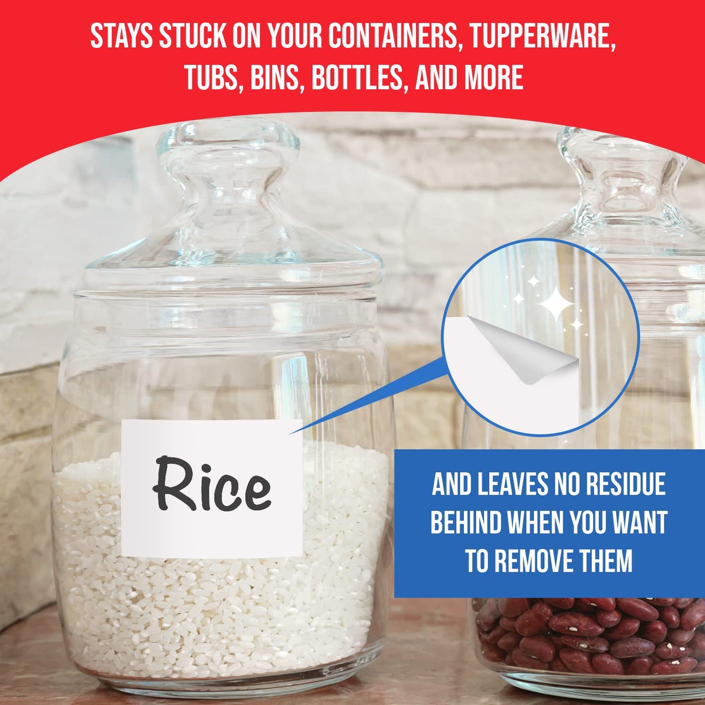 MESS Reusable Kitchen Labels - Erasable, Organizing (3x4) - Fridge & Freezer Safe - White Dry Erase (48) 3x4"