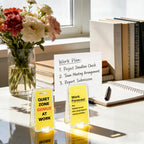 24 Pack Funny Office Desk Signs, Mini Acrylic Yellow Caution Desk Signs