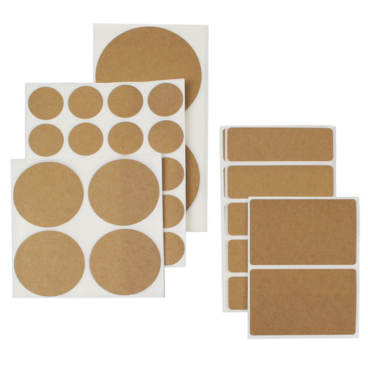 Sheeted Natural True Kraft Paper Variety Pack, 330 Labels, Assorted Shapes and Sizes