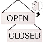 Open Closed Business Sign – Double Sided Real Ash Wood Hanging Open Sign for Storefront Door or Window - White Minimalist We Are Open Sign - 10 x 4 Inch