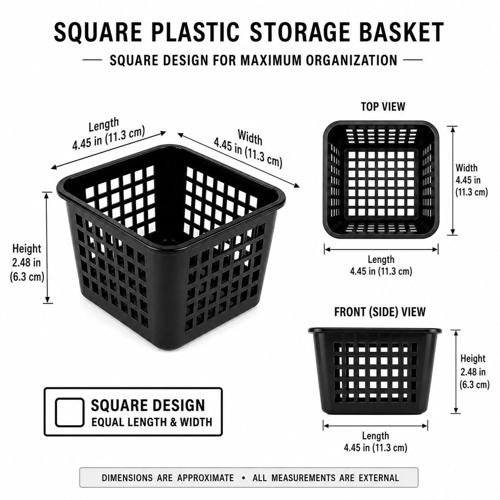 20 Pack Black Small Plastic Berry Baskets for Classroom and Produce