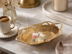 Alisveristime Arabic Serving Bowl, Metal Indian Candy Tray (Gold) Gold