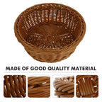 Round Woven Storage Basket 9.92 X 9.92 X 3.14 in Imitation Rattan Bread Holder for Kitchen Counter Snacks Fruits Candy Bakery Display Household Serving
