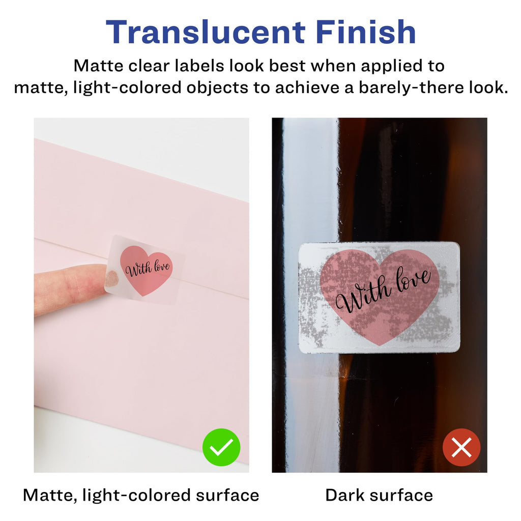 Avery Matte Clear Rectangle Labels, Sure Feed Technology, 2" x 2-5/8", 150 Matte Clear Labels, Laser/Inkjet Printable 150 labels