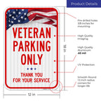 Veterans Parking Only Thank You for Your Service Sign, Aluminum 12x18 Reflective