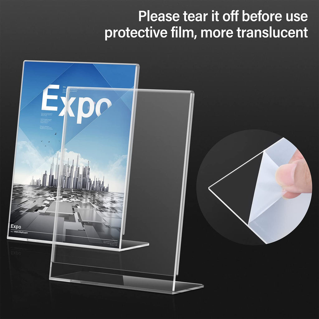 Relx Acrylic Sign Holder 8.5 x 11, Slant Back Acrylic Display Stand, Clear Frames Plastic Sign Holder for Store, Restaurant (12 Pack) 12 Pack