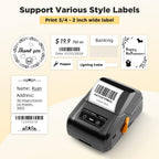 SUPVAN T50M Pro Bluetooth Label Maker Machine with Tape, Black Machine + 1 Tape