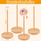 Wooden Donut Stand 4-Pack, Donut Holder Stand for Party, Rustic Bagel Stand