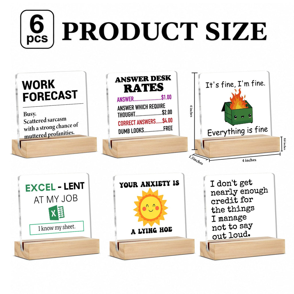 Funny Office Cubicle Desk Decor Bulk, 6 Pack Coworker Gifts