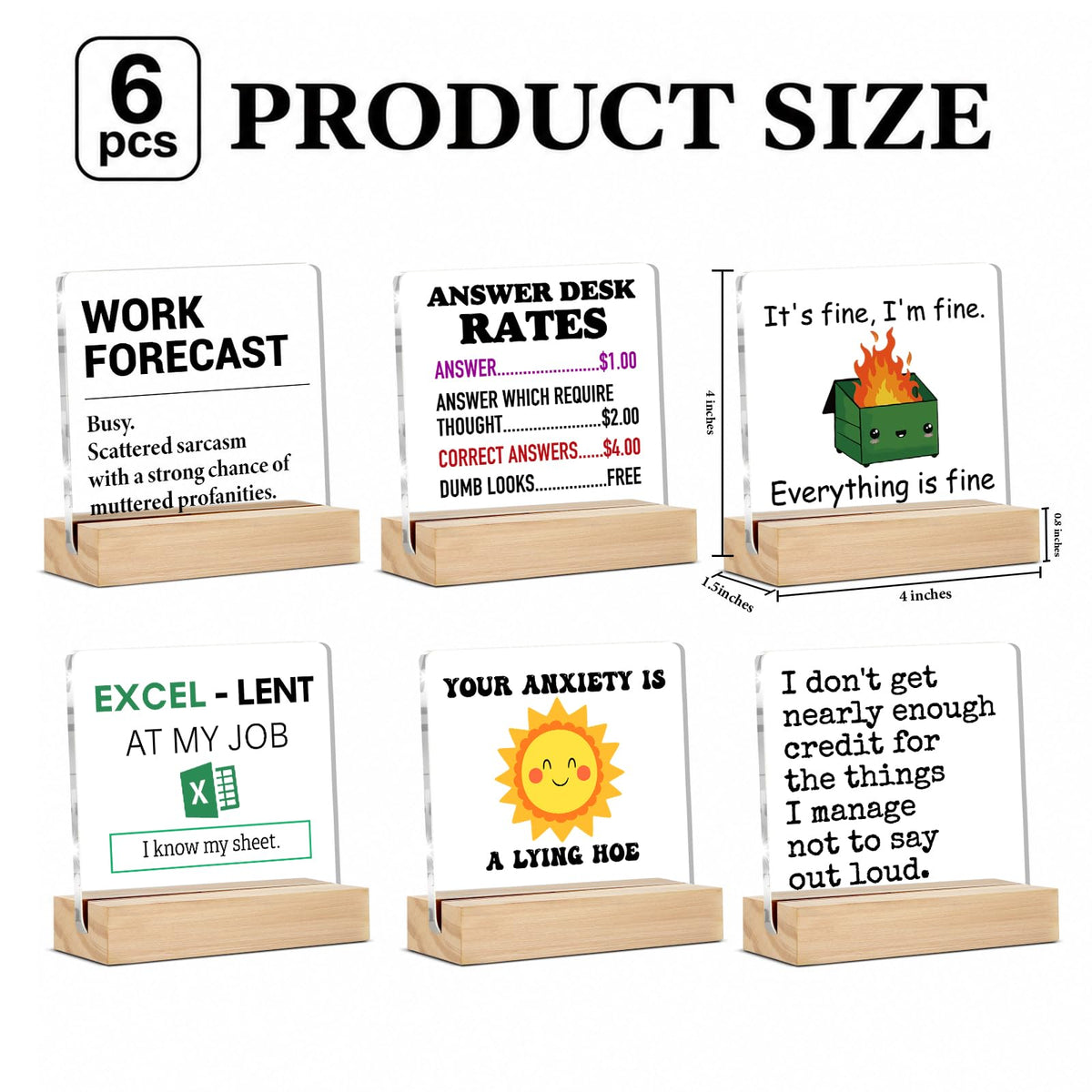 Funny Office Cubicle Desk Decor Bulk, 6 Pack Coworker Gifts