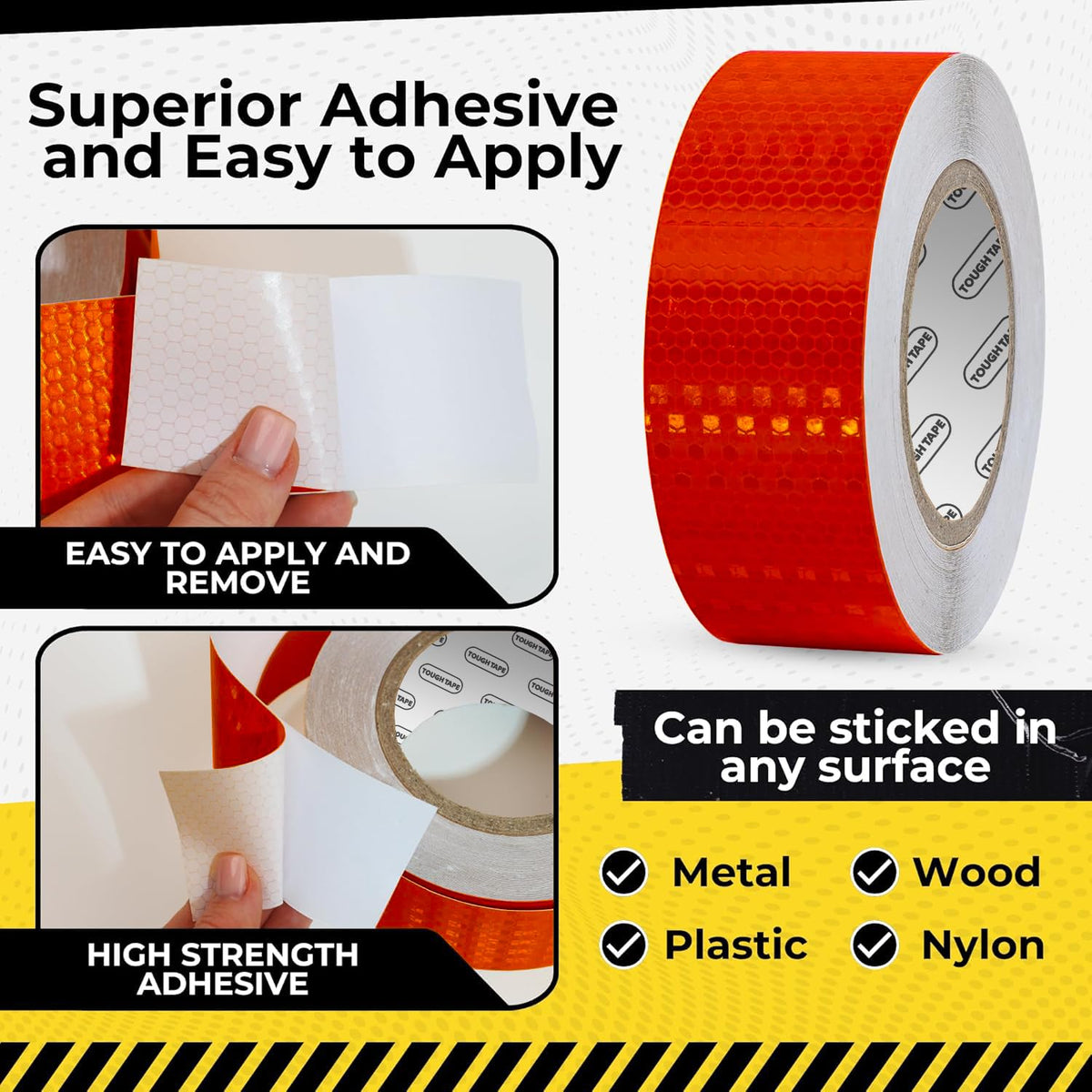 DOT C2 Safety Reflective Tape 2IN x 100 FT - Outdoor Waterproof Conspicuity Tape - Red Reflector Tape for Trailers, Vehicles, Boats - Strong Reflective Safety for Caution Warning Signs