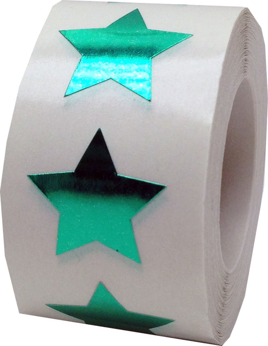 Metallic Green Star Shape Stickers 0.75 Inch 500 Adhesive Labels Metallic Green
