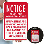 SmartSign 18 x 12 inch “Notice - Do Not Leave Valuables In Vehicle” Sign, 63 mil Aluminum, 3M Laminated Engineer Grade Reflective Material, Red and White, Made in USA