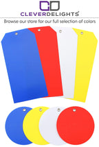 CleverDelights Red 3" Round Plastic Tags - 100 Pack