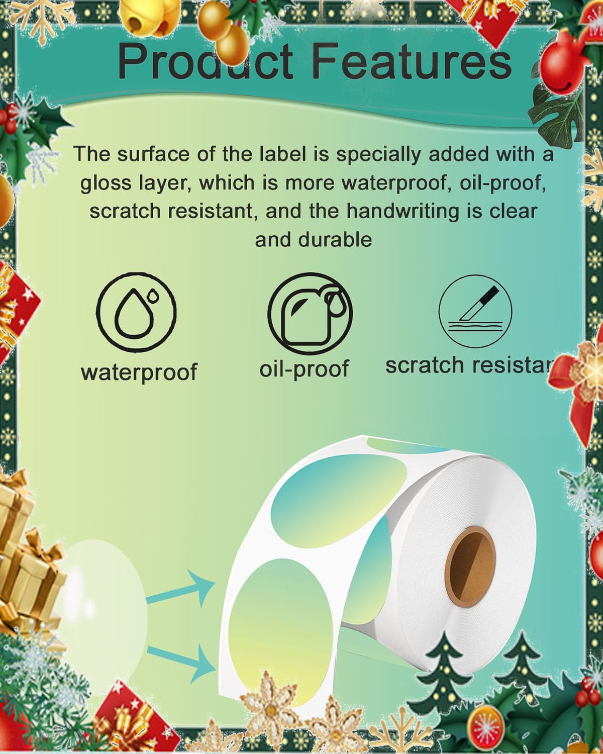 2 inch Round Thermal Labels, Thermal Printer Labels Sticker use for Barcode, Shipping, Customized, Circle Direct Thermal Stickers 500 PCS/1 Roll, Gradient Green Magic Forest 2''×2''(Round)