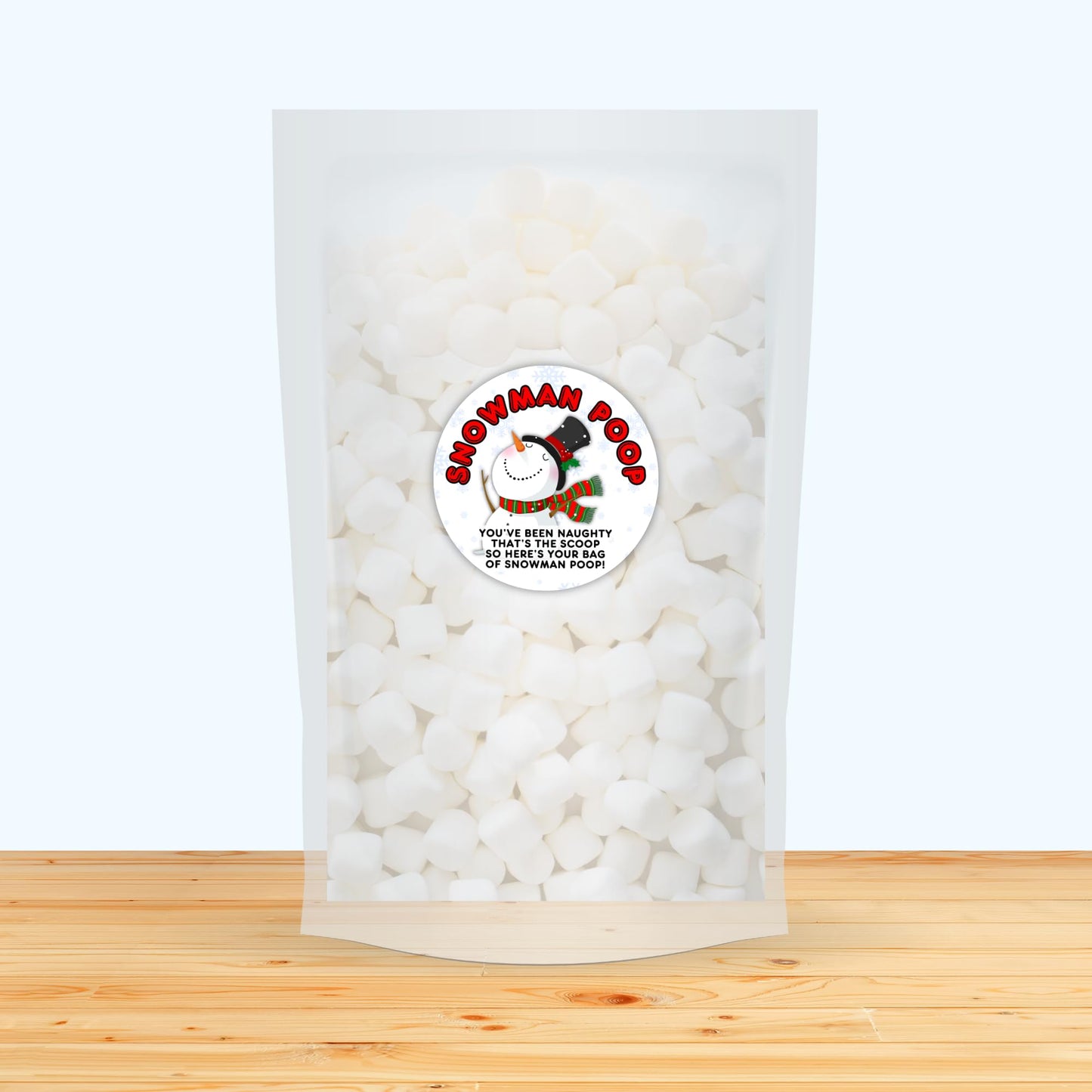Snowman Poop Christmas Marshmallows in a Bag Gag Gift Sticker Labels | 40 pk 2” Circle Stocking Stuffer Candy Grouch Pills Magical Reindeer Food Sack