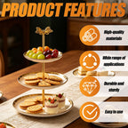 3 Sets of Zinc Alloy Cake Stand Hardware, Heavy Duty 3 Tiered Tray Hardware Kit, Butterfly Cake Plate Stand Handle Stacking Fittings Rod for Serving Dessert Cupcake Fruit Holder (Gold) Gold