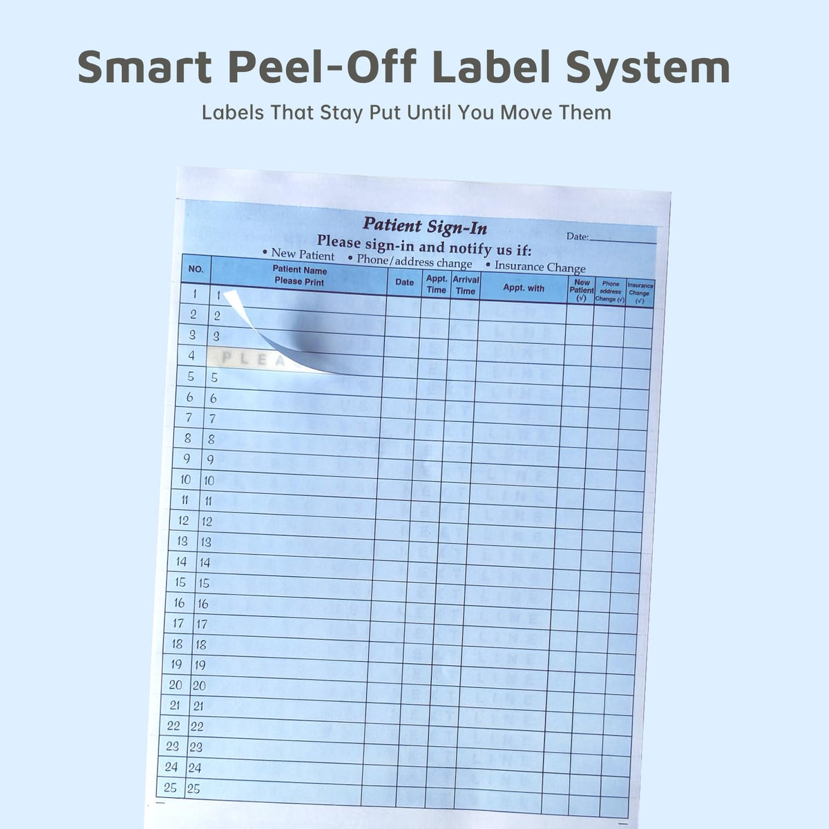 Patient Sign in Sheets, HIPAA Compliant Medical Forms with Peel-Off Labels 30