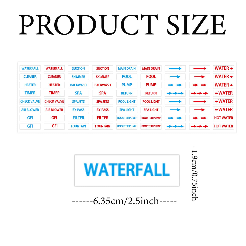 1440 Pcs Pool Equipment Identification Labels Piping Identification Sticker Plumbing Piping Part Labels Swimming Pool Maintenance Label for Swimming Pool Plumbing Spa Equipment