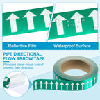 MECCANIXITY Directional Pipe Flow Arrow Adhesive Tape Pipeline Arrow Stickers 1-1/5 Inch x 65 Ft Pipe Identification Marking Labels for Pipe Flow Markers, White on Green White/Green 1-1/5"x65'