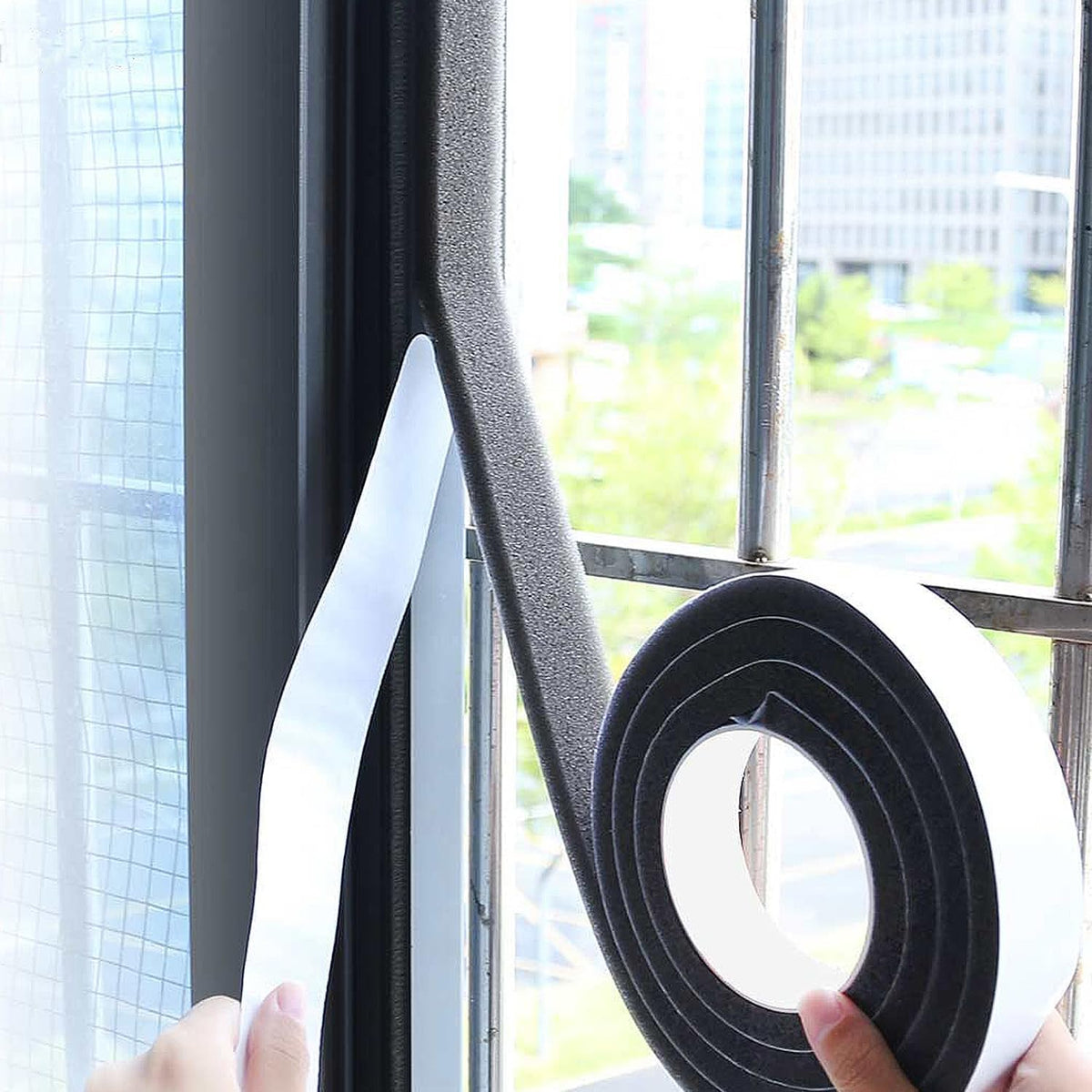 Single-Sided Adhesive Foam Tape Low-Density, Super Soft Easy Adjust Sealing Strip for Window Door Air Gap, Sponge Draft Blocker and Sound Reducer, 1.96in x 6.6FT Black 1PACK 1.96in x 6.6FT