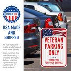 Veterans Parking Only Thank You for Your Service Sign, Aluminum 12x18 Reflective