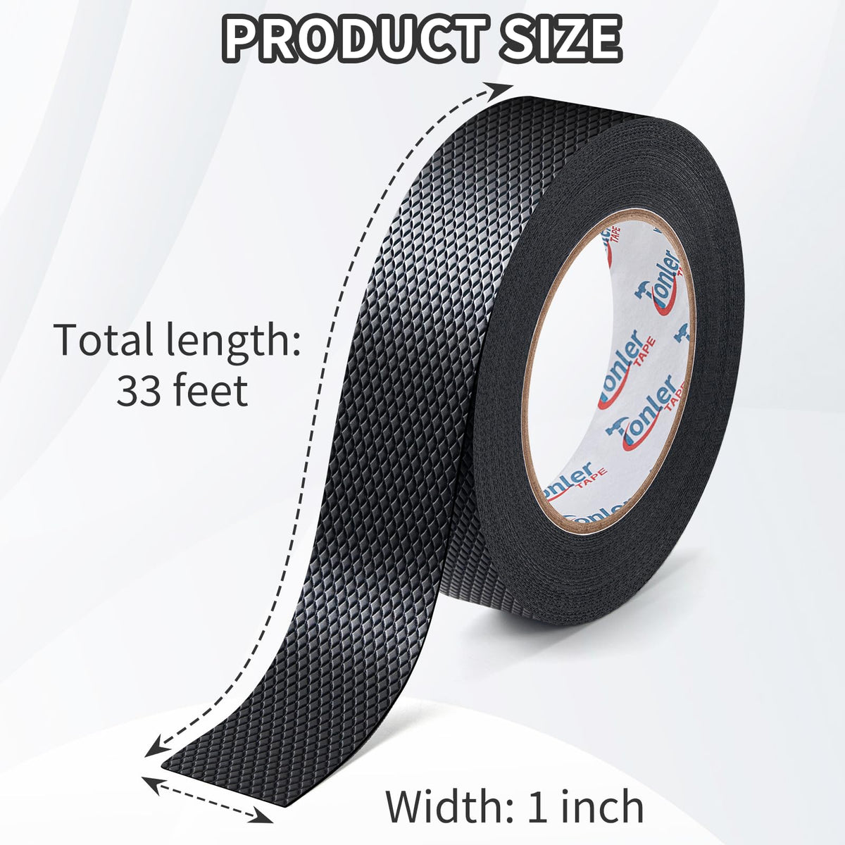 Black Rubber Grip Tape 1in x 33ft Ultra-Thin Ultra Strong Adhesive Anti-Slip Textured Tape, Waterproof Heat Resistant Wear-Resistant Non-Slip Cushion Pad for Handlec 1in×33ft