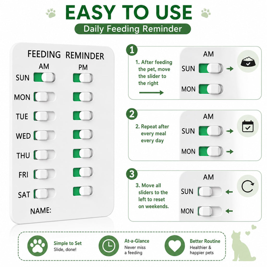 Dog Feeding Reminder, Food Tracker Am/Pm Chart Slider Sign