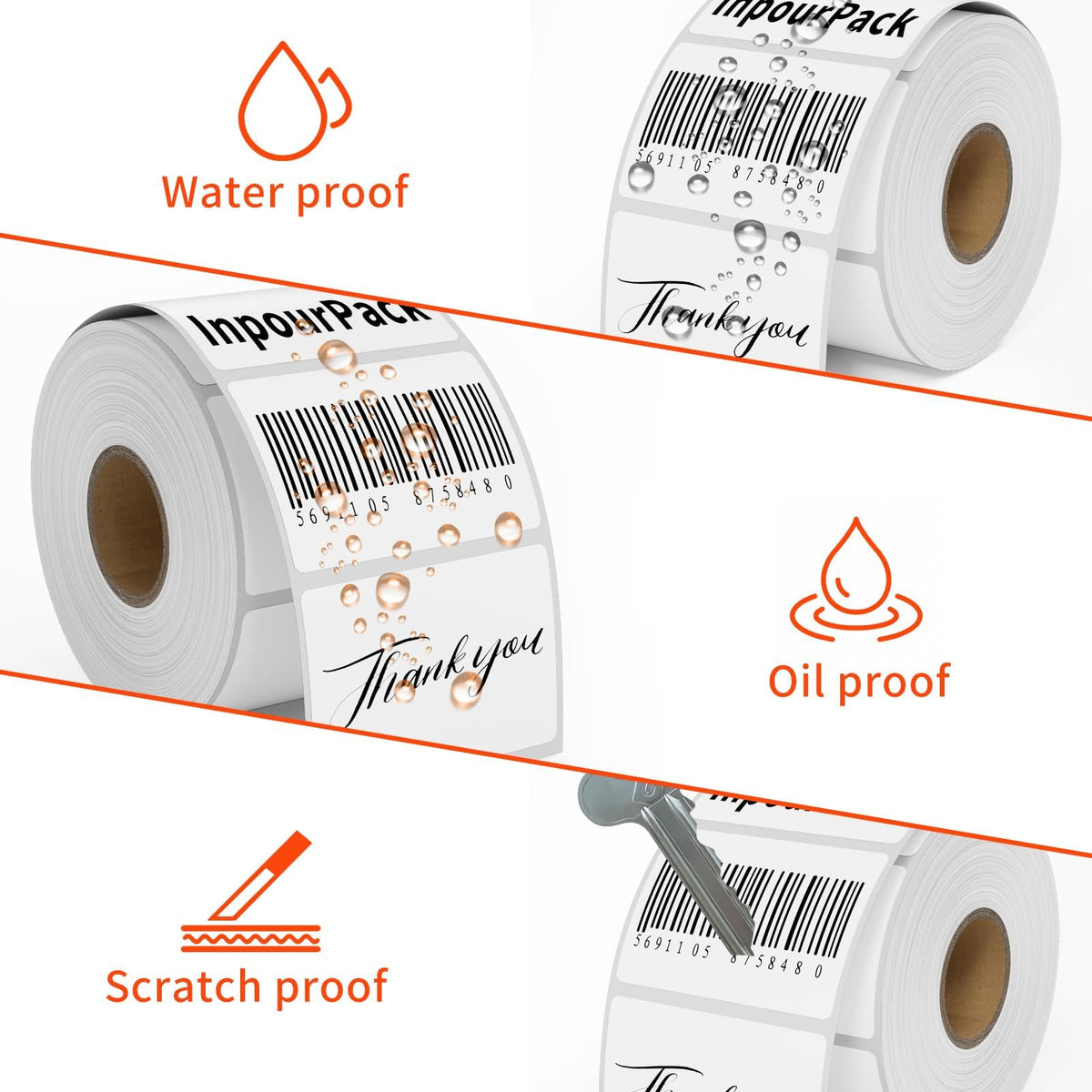 2x1inch Direct Thermal Label Paper for Barcodes, Shipping, 1000 Labels Per Roll White, Compatible with Rollo Label Printer & Zebra Desktop Printers 2" x 1"