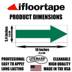 LiteMark 10 Inch Green Thin Arrow Vinyl Stickers – Durable Gloss Finish Waterproof Arrow Vinyl Sign Decals for Warehouses, Schools & Event 12 Pack 10 Inch - 12 Pack