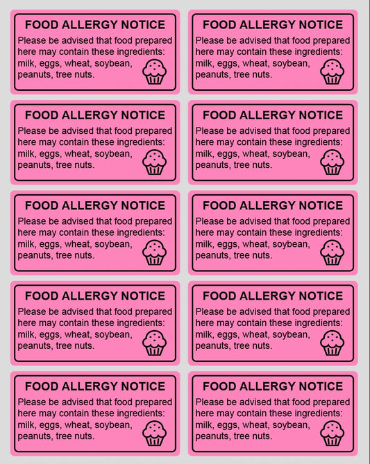 1x2 inch 500PCS Food Allergy Warning Labels Allergies Restaurant Food Removable Labels Adhesive Stickers
