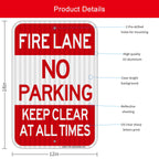 Fire Lane No Parking Sign, 2 Pack 18"x12" Fire Lane Keep Clear Signs, Rust Free Weather Resistant Aluminum, Waterproof, Durable Ink, Easy to Mount Indoor or Outdoor-By DIESOTT