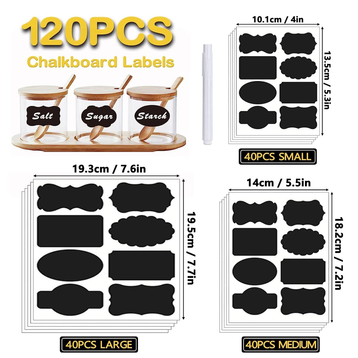 Black Chalkboard Labels - 120pcs Waterproof DIY Blackboard Stickers for Containers (Shape B) Shape B