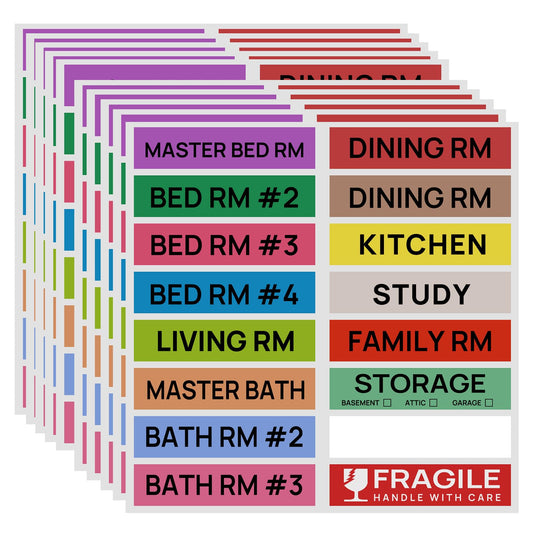 160PCS Color Coded Moving Labels, Packing Stickers for Boxes, Home Moving Helper (1" x 4.5")