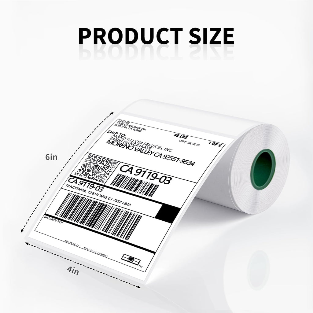 JADENS 6 Rolls Thermal Label Paper, 4×6'' Compatible with C10 white-6Rolls 4x6 inches