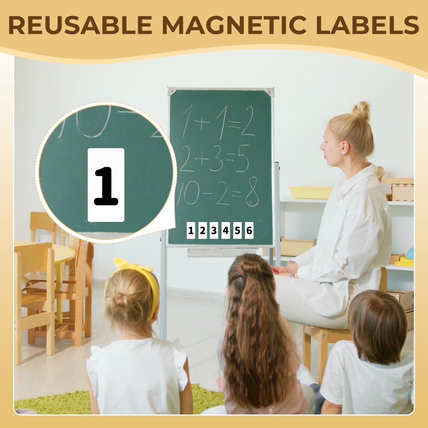 50 Pcs 4'' x 2'' Reusable Dry Erase Blank Magnetic Labels for Whiteboards 50