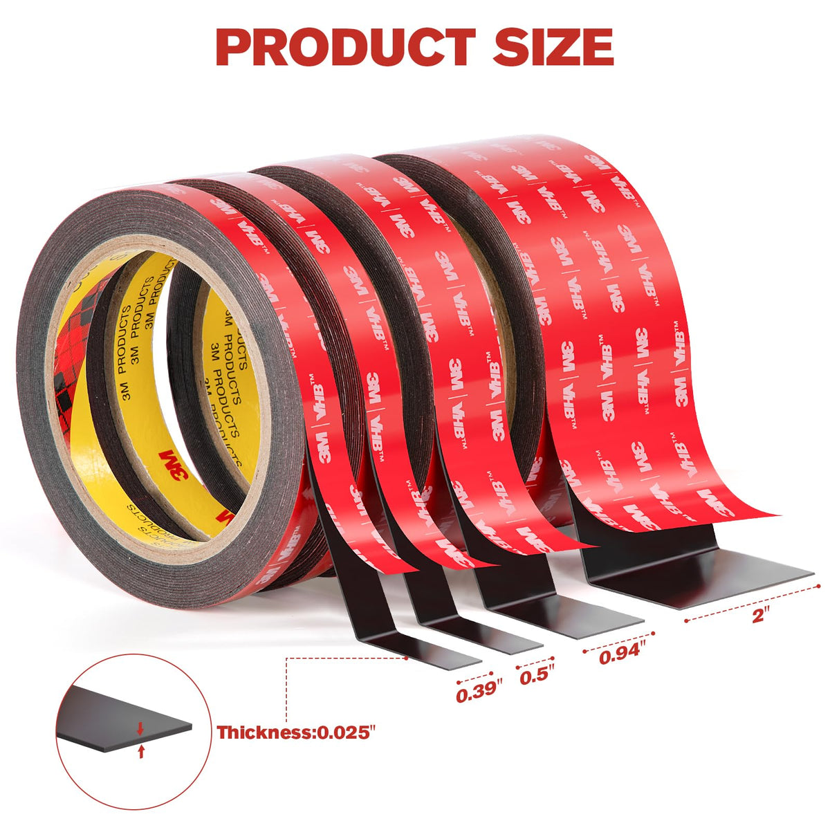 Double Sided Tape Heavy Duty, 0.39" Mounting Tape VHB 5925 Strong Adhesive Waterproof for Automotive, LED Strip Lights, DIY Home Décor Black 0.39"×10ft